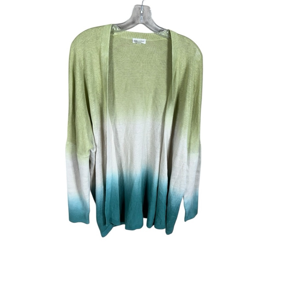 Garnet Hill Green and‎ Teal Ombre Cardigan